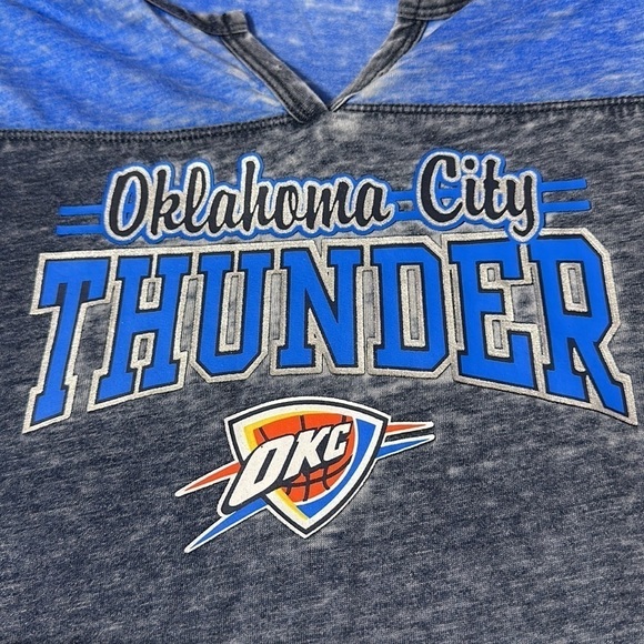 Oklahoma City Thunder Burnout Tee Women’s XL Blue Gray Vintage Style Fangear - Picture 5 of 8
